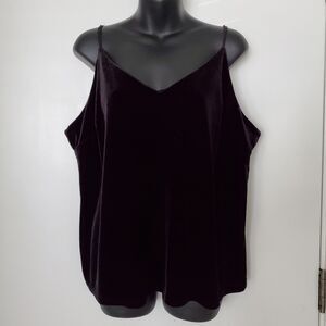 Glam Black Velvet Cami Top 90s Y2K Going Out Tank Sz XL Holiday Whimsigoth Layer